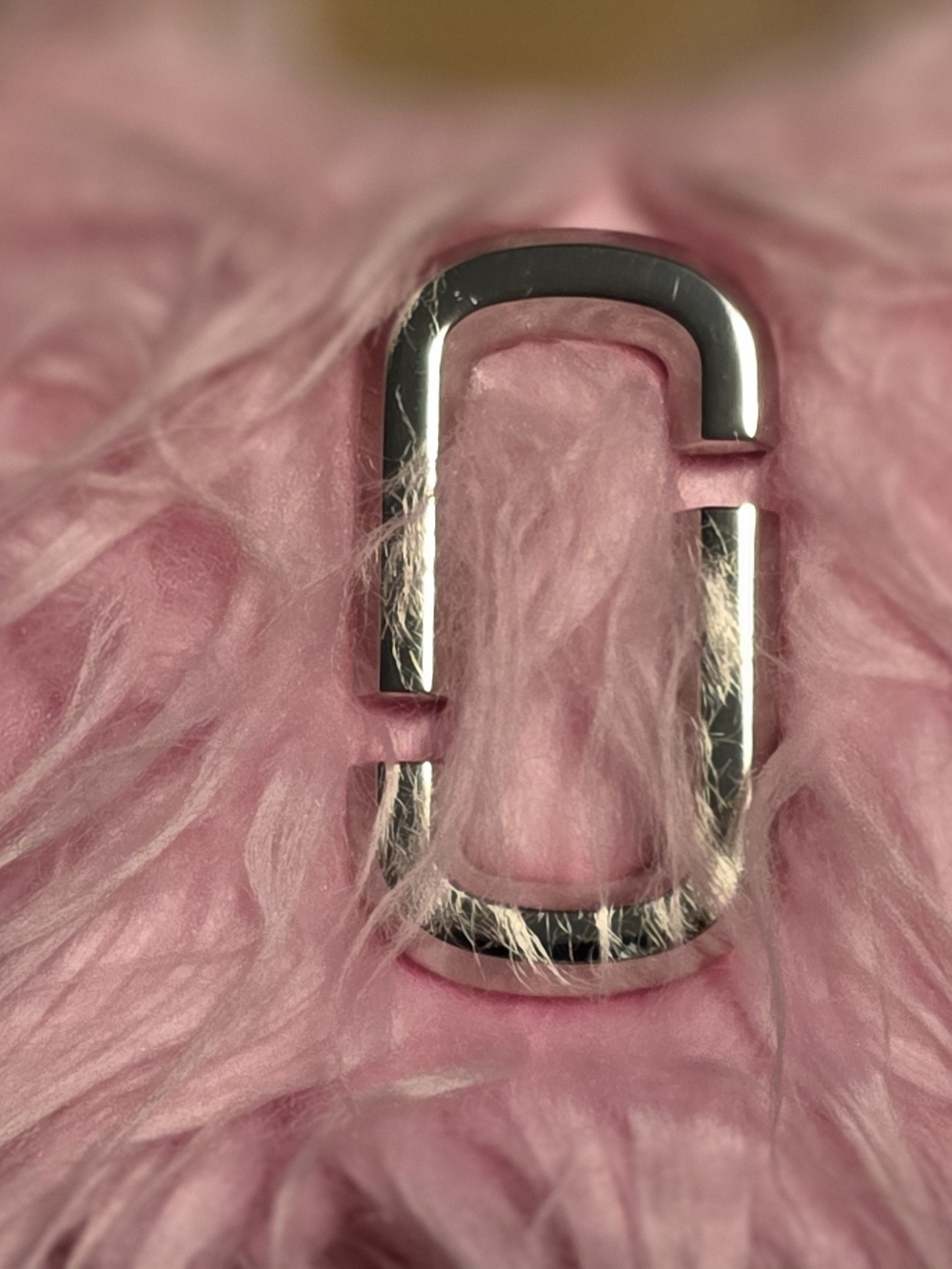 Marc Jacobs Pink Faux Fur Bag with Silver Hardware
